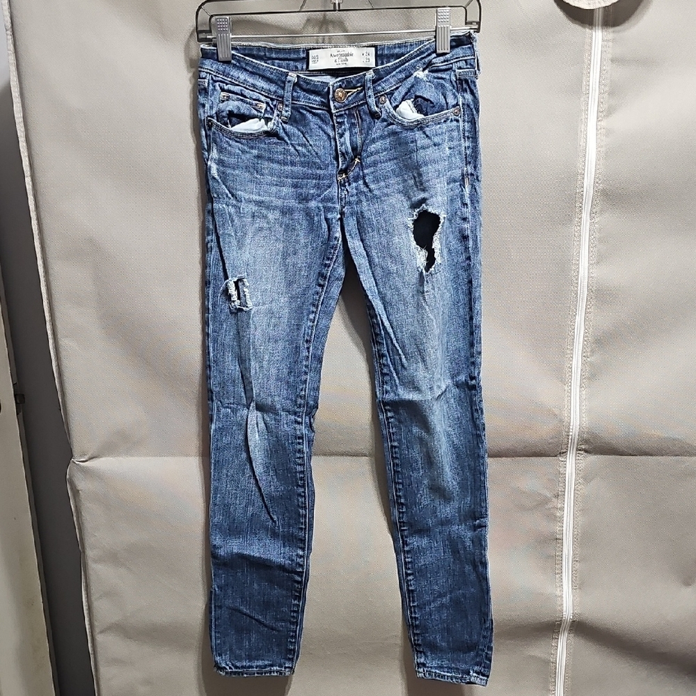 Abercrombie & Fitch Ripped Blue Skinny Jeans